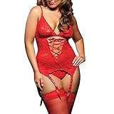 Goddessvan Plus Size Lingerie for Women, Fashion Sexy Lace Underwear Uniforms Temptation Underwear (2XL, Red)