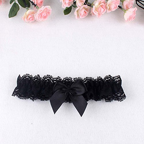 Black Bridal Garter with Bow for Bride Toss Garter Lace Wedding Garter Plus Size