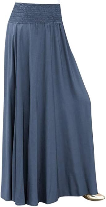 Buy Mysky Women's Fashion Classic Solid Elastic Waist Pleated Skirt