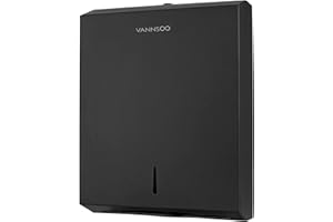 VANNSOO Paper Towel Dispenser, Commercial Stainless Steel Tri-fold/Multi-fold/C-Fold Paper Towel Holder Wall Mount Key (Black)