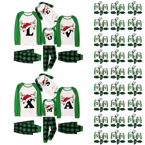 Nuaoxyeu christmas pyjamas Christmas Pyjamas Family Matching Xmas Pajamas Set Cute A-Z Letter Print Pjs 2 piece co ord Outfits Long Sleeve Crewneck Pullover outfits for women