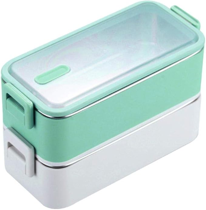 pegtopone Portable Lunch Box Stackable Bento Box Double Layer Insulated