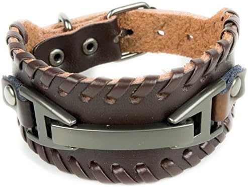 Unisex Dark Brown Leather Cuff Bracelet by Tundra Jewelry