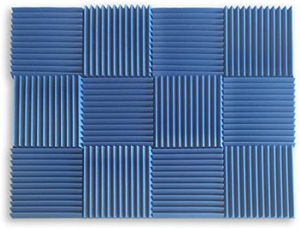 (12) Pack Acoustic Panel Studio Foam Music Wedges 1"x12"x12" (Blue)