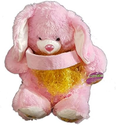 Easter Plush Animal Basket - Pink Bunny/Rabbit With Free Random Color Easter Grass