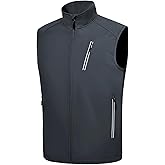LZACTOIN-X Men's Lightweight Golf Vest Windproof Softshell Vests Outerwear Multi-Pockets Zip Up Sleeveless Jacket