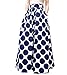 Persun Women White Blue Contrast Polka Dot Print Maxi Skater Skirt,8