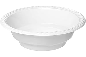 Propack [50 Count] Disposable Plastic White 18 oz Heavy Weight Bowls, Great For Weddings, Home, Office, School, Party, Picnics, Take-out, Fast Food, Outdoor, Events, Or Every Day Use