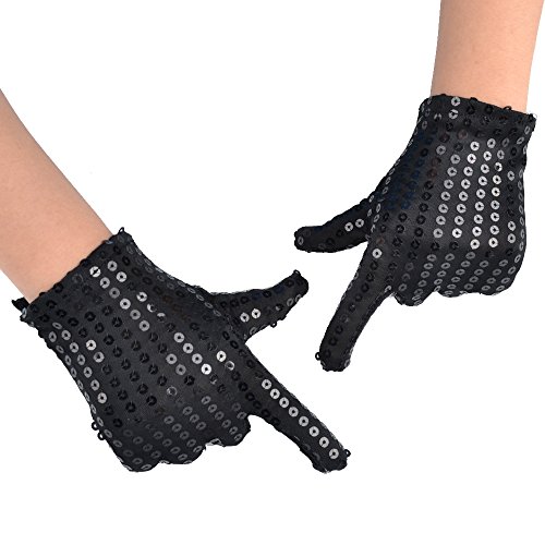 JISEN Child Costume Dress up Dance Sequin Cosplay Party Halloween Gloves Age 3-7