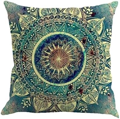 Colorful Retro Floral Bohemian Ethnic Style Moroccan Cotton Linen Home Throw Pillow Case Personalized Square Cushion Cover Home Office Decorative 18 X 18 Inches (F)