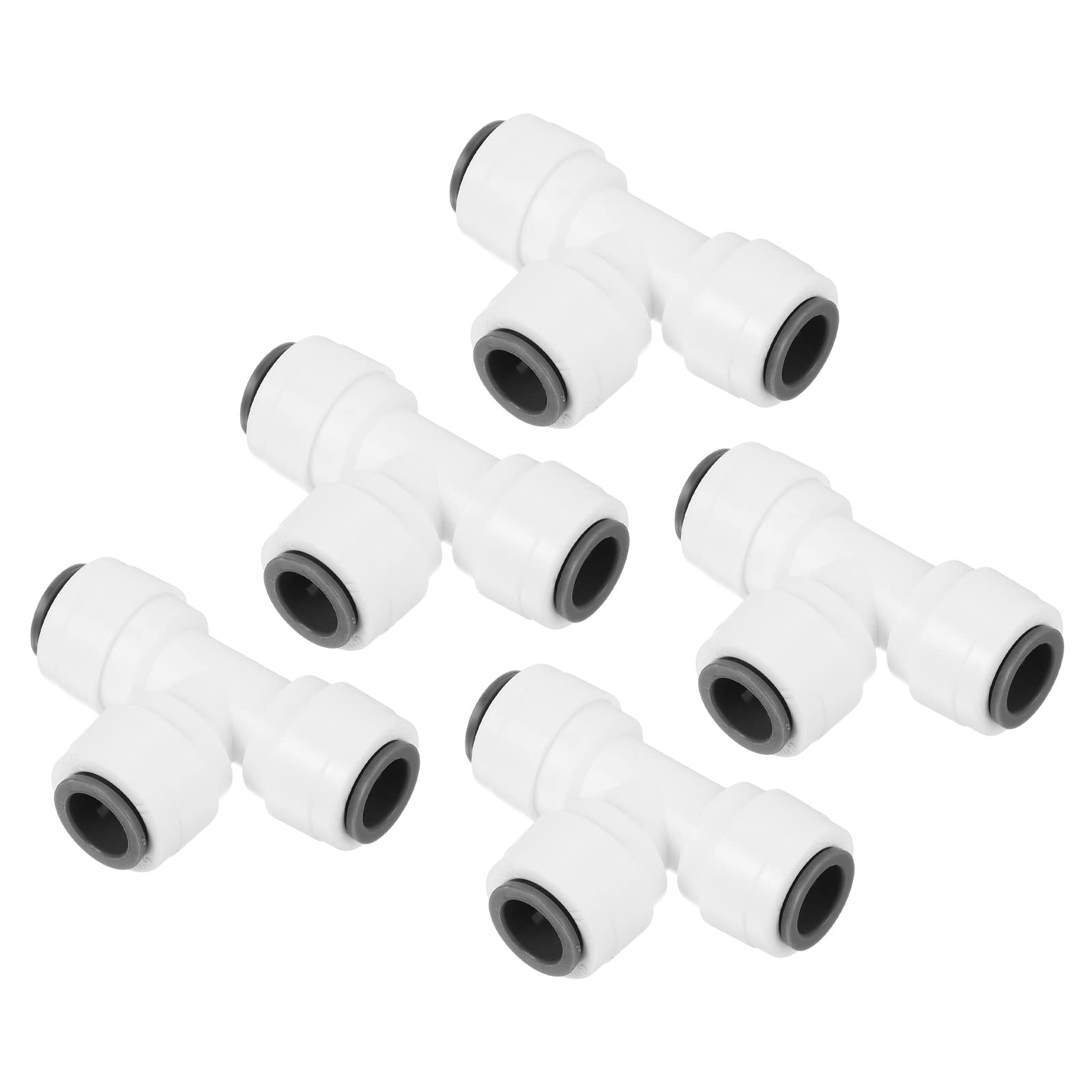 PATIKIL 3/8" Push to Connect Tee Fittings, 5 Pack T Shape Water Line Fitting for RO Water System, White