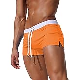 TONLEN Mens Swimwear Short Swim Trunks with Zipper Pocket