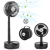 Onnilife 8 inch Portable Fan - Wireless Battery Operated Fan - LED Lighting - Carry Case & Remote Control - Cruise Travel - Outdoor Travel RV Power Bank With USB-C Port (Black with Case)