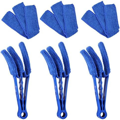 AutoEC 3 Pack Window Blinds Duster Brush Shutters Dust Cleaner for Air Condition Mini Shutter and Car Blinds Dead corner Multi-function Cleaning With 6 Machine Washable Detachable Microfiber Sleeves