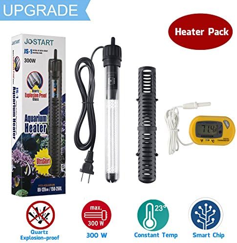 Jostart Aquarium Heater / Fish Tank Heater 300W Heating Rod Quartz Explosion-proof Glass Visible Temperature with Aquarium Thermometer Waterproof Protective Container Intelligent Chip