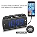 DreamSky Digital Alarm Clock Radio with USB Charging Port, FM Radios with Headphone Jack, Large 1.8 Inch LED Display with Dimmer, Snooze, Sleep Timer, Plug in Alarm Clock Blue Display for Bedroom