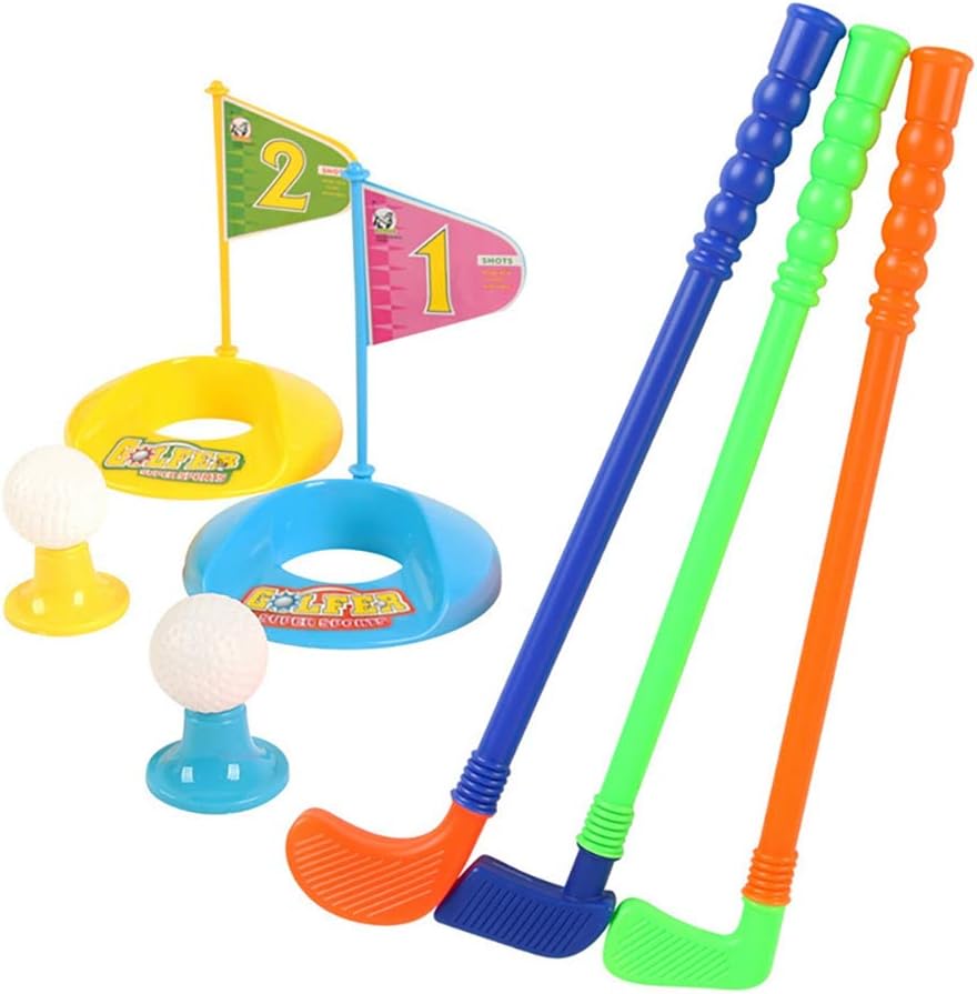 Forart Plastic Golfer Toy Toddler Golf Game Toy Set Plastic Golf Clubs