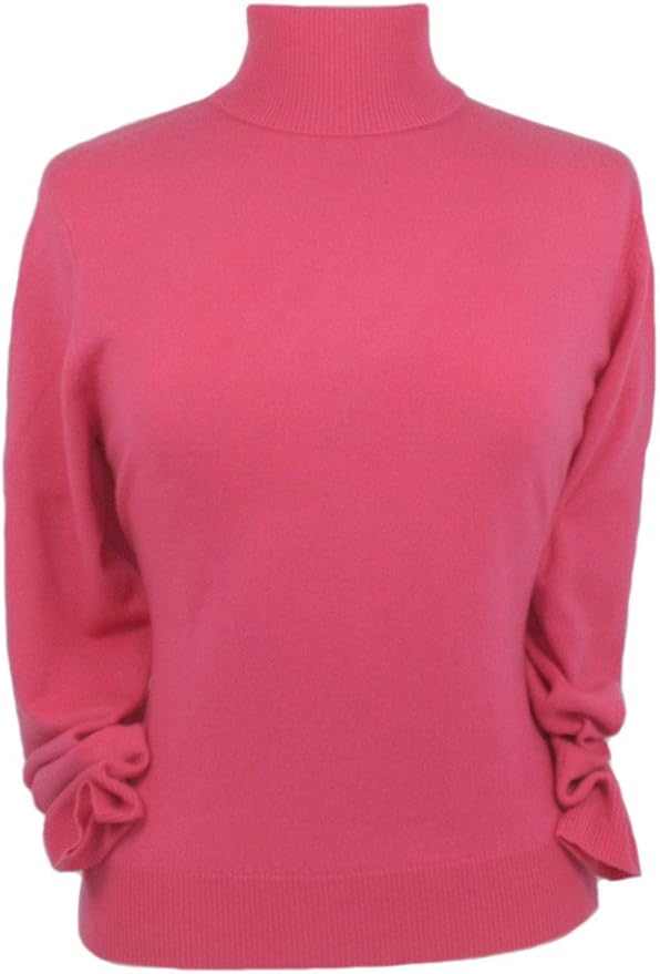 Lona Scott Ladies Roll Neck Cashmere Jumper in Cerise: Amazon.co.uk: Clothing