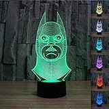 Padaday 100~240v 3D Batman bulbing illusion night multi 7 color changing USB Touch button LED desk table light lamp