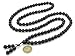 jennysun2010 Natural 10mm Black Obsidian Gemstone Buddhist 108 Beads Prayer Mala Long Necklace Multi-Purpose about 43