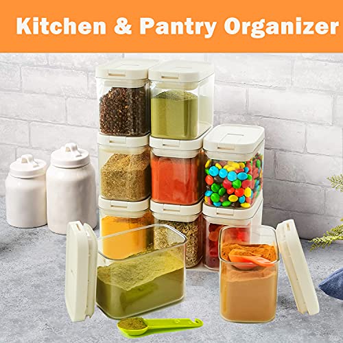HKRILL 9Pc Airtight Spice Containers Set 15oz Small Food Storage With