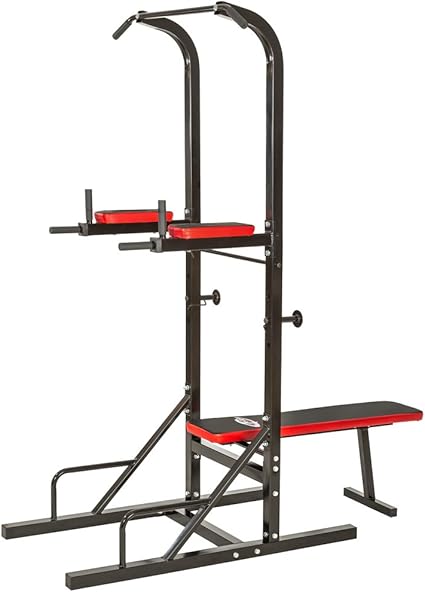 Tectake Station De Musculation Multifonction Dips Barre De Traction Banc D Haltere Dimensions 180 X 95 X 210 Cm Amazon Fr Sports Et Loisirs