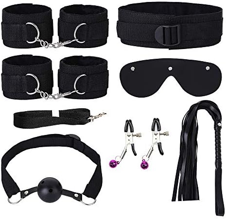 YYJJAA 7PCS Couple Toy Kit Leather Bundled Binding Set for Sexy Fun