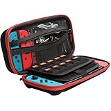 Leandro New Version Switch Case EVA Hard Shell Portable Travel Bag for Nintendo Switch, Storage 20 Game Cartridges, Two Extra Joy Cons and Other Small Accessories(Red)
