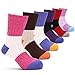 Girls Wool Socks Kids Fashion Color Block Soft Seamless Warm Crew Socks 6 Pack