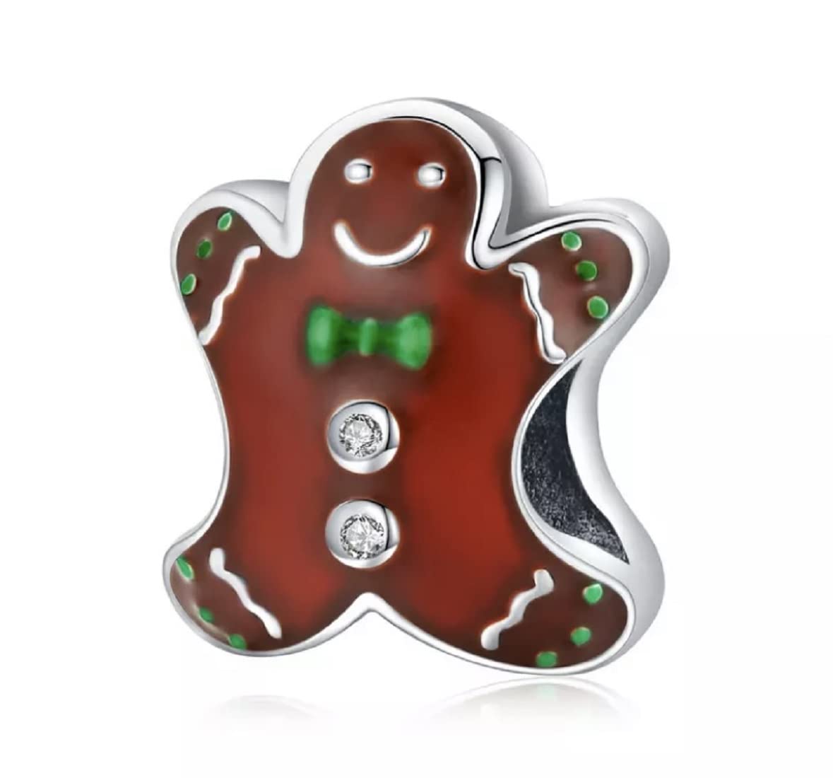 FeatherWish Christmas Gingerbread Man Charm Sterling Silver 925 Festive Family Bead Fits And Compatible With Pandora Charm Bracelets Gift For Xmas Daughter Friend Sister Mum
