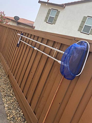 Pool Pole Hanger Premium 4pc Blue Aluminium Holder Set by Aquatix Pro, Ideal Hooks for Telescopic Poles, Skimmers, Leaf Rakes, Nets, Brushes, Vacuum Hose, Garden Tools and Swimming Pool Accessories