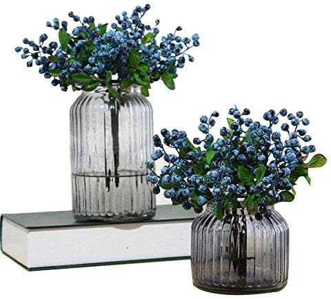 Felice Arts Rich Red Artificial Berry Stems Holly Christmas Berries for Festival Holiday and Home Decor (blue)