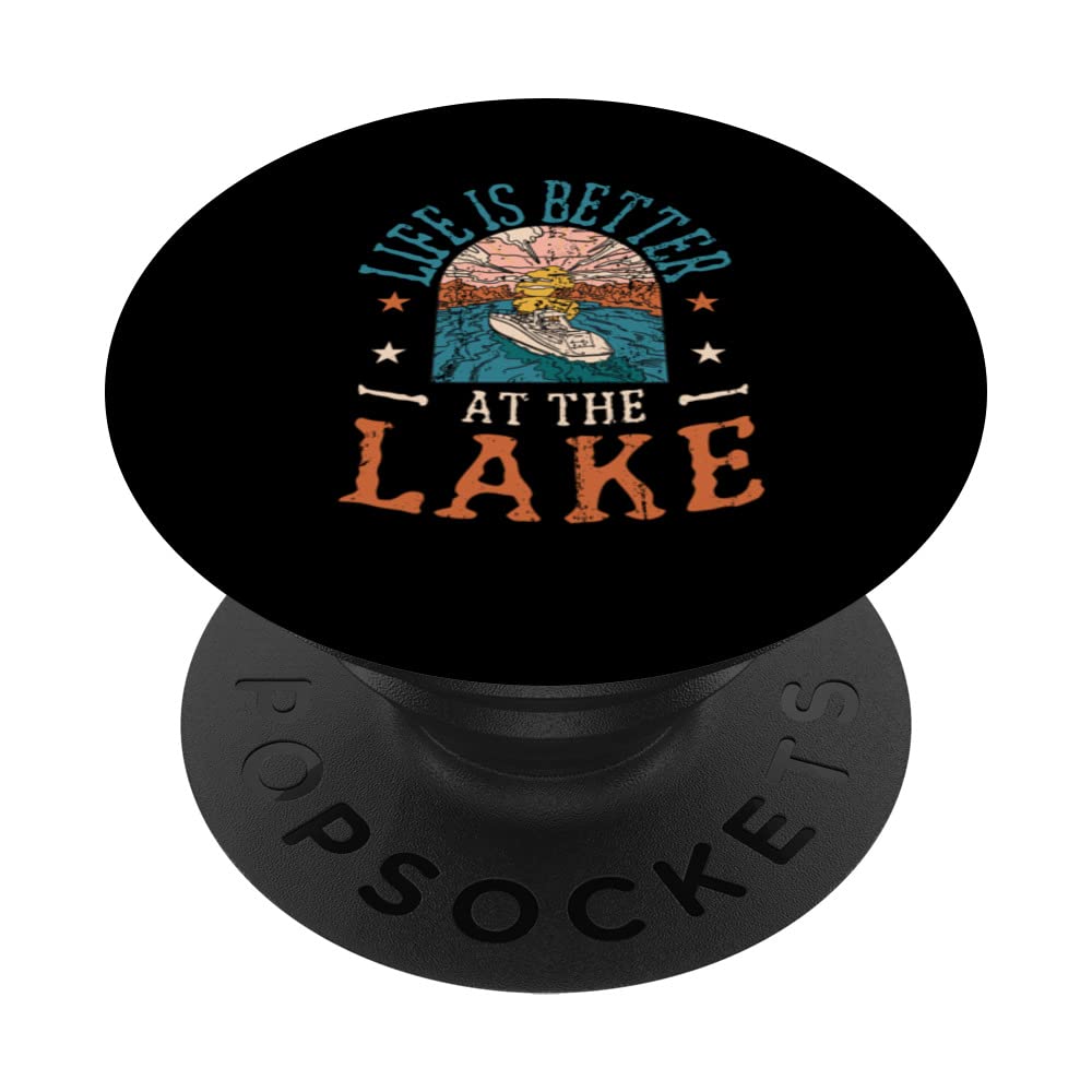 Life is Better At The Lake Boat Captain PopSockets Swappable PopGrip