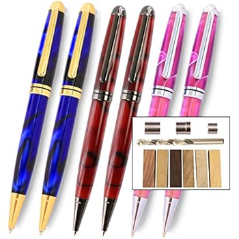 Legacy Woodturning, European Pen Kit Starter Pack with Bushings, Hurricane M42 Cobalt Drill Bit, Pen Kits, Wood Pen Blank Sampler Pack