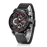 Watch, Luxury Business Casual Watches Waterproof Quartz Analog Wrist Watch, with Black Stainless Steel Mesh Band, Good Gift for Family and Friends