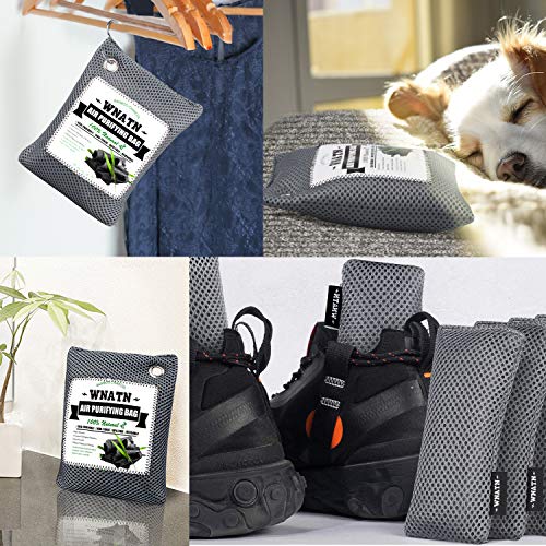 WNATN Natural Air Purifying Bamboo Charcoal Bags, 6Pack(2×200g +4×60g) Shoe Deodorizer, Odor Eliminator, Odor Absorber for Cars and Closets - Thumbnail 5