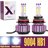 9004 HB1 LED Headlight Bulbs 20000LM 200W High Low Dual Beam 360 Degree 4 Side COB Chips 6000K Cool White Super Bright Auto Headlamps Conversion Kit All-in-One Plug & Play - 2 Yr Warranty