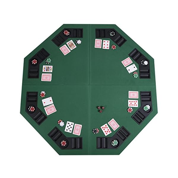 48″ Green Octagon 8 Player Four Fold Folding Poker Table Top