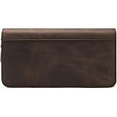 Geslun Genuine Leather Fountain Pen Case - Zippered Ballpoint Pen Pouch Bag with 4 Loops Holder, Inside Open Slot, Handmade Soft Cowhide, Vintage Stationery Gift for Men and Women, Dark Khaki