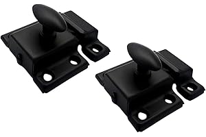 QCAA Oval Turn Cabinet Latch, for Cupboard & Other Furniture, Small, Matte Black, 2 Pack, Made in Taiwan