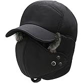 Phaiy Trapper Hat for Men Women, Winter Hats with Ear Flaps, Full Face Windproof Mask Baseball Cap with Warm Faux Fur Lined