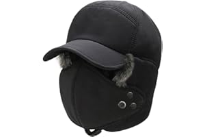 Phaiy Trapper Hat for Men Women, Winter Hats with Ear Flaps, Full Face Windproof Mask Baseball Cap with Warm Faux Fur Lined