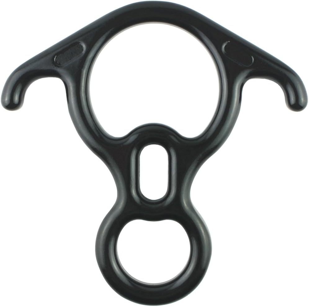 PROND Terminal 8 Descender, Rescue Figure 8 Descender with Lock Off Ears, 50KN Aluminum Alloy Bent-Ear Descender for Climbing Rescuing Or Escaping Descender, Climbing Belay & Rappel Equipment (Black) : Sports & Outdoors