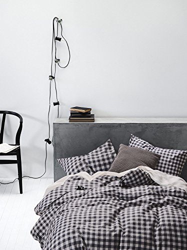 Checker Duvet Cover Set, 100% Cotton Bedding, Gray Grey Buffalo Check Gingham Plaid Geometric Pattern Printed, with Zipper Closure (3pcs, Queen Size) - Thumbnail 2