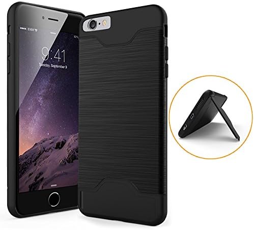 iPhone 6S Plus Case,iPhone 6 Plus Case, Slim Dual Layer Soft TPU &amp; Hard PC Back Cover Bumper Protective Shock-Absorption &amp; Skid-proof Anti-Scratch Hybrid Case for Apple 5.5 inch- Black