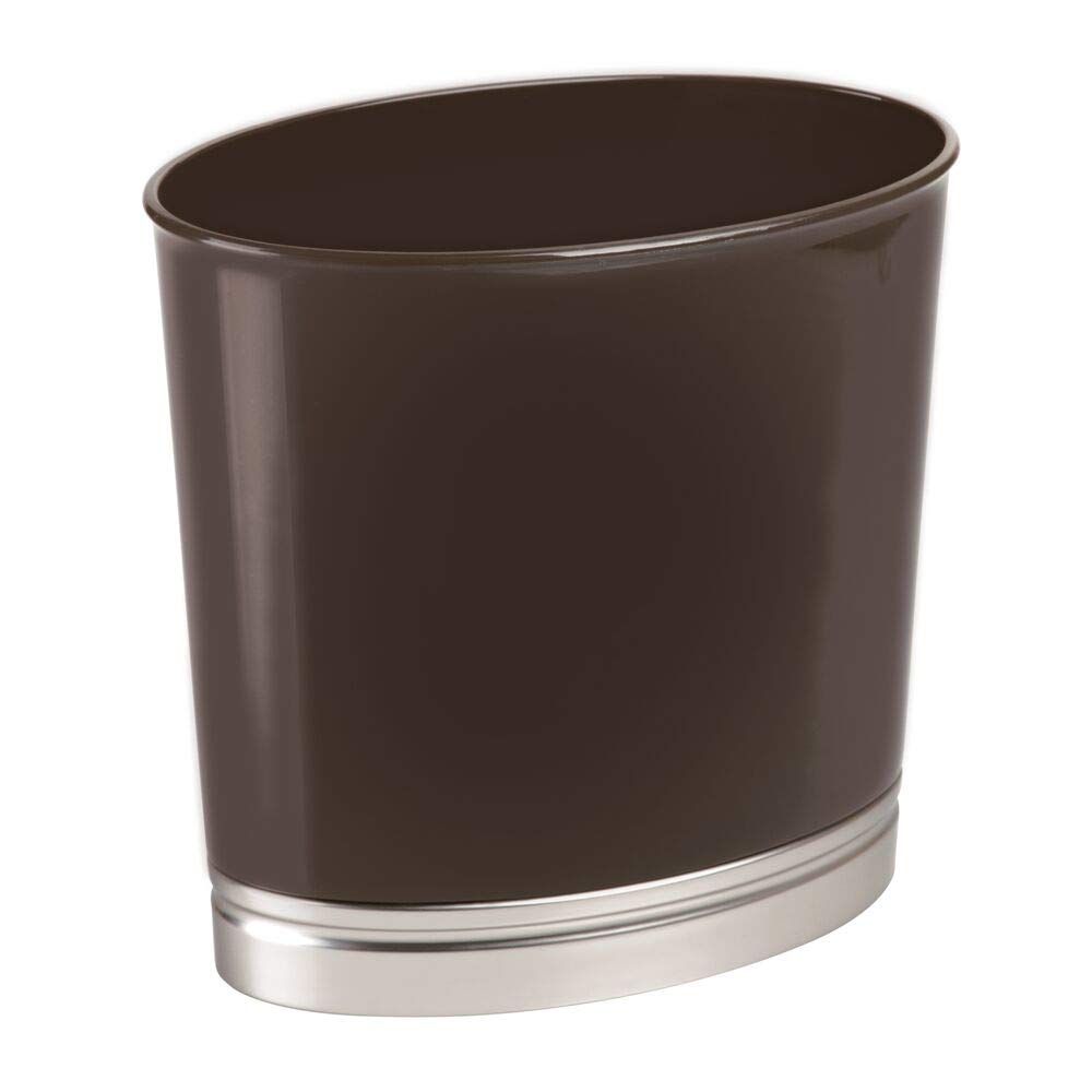 mDesign Oval Wastebasket Trash Can for Bathroom, Kitchen, Office Dark