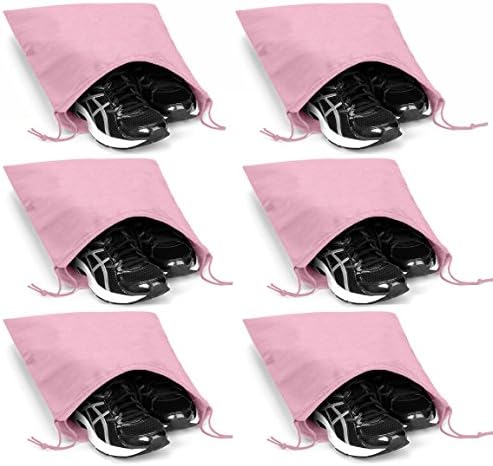 , Multi-purpose Shoe Bag - Great For Travel, Storing Shoes, Or Use For Storage Bag . (Rose Pink - 6 Pack)