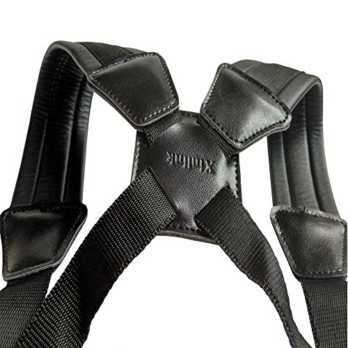 Xinlink Professional Black Leather Saxophone Strap Double Shoulder