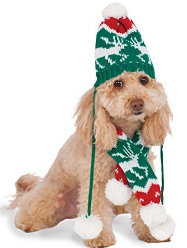 Knit Winter Scarf and Hat Set for Pet, Medium/Large