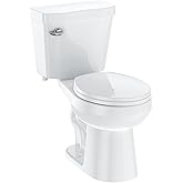 Senfot Two Piece Toilet Round ADA 17.5" Height, Side Press Flush Split Toilet with Under-Locking Lid, Toilets for Bathrooms C